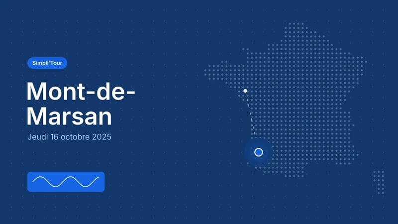 Simpli’Tour Mont-de-Marsan, jeudi 16 octobre 2025, sur la carte de France de la tournée