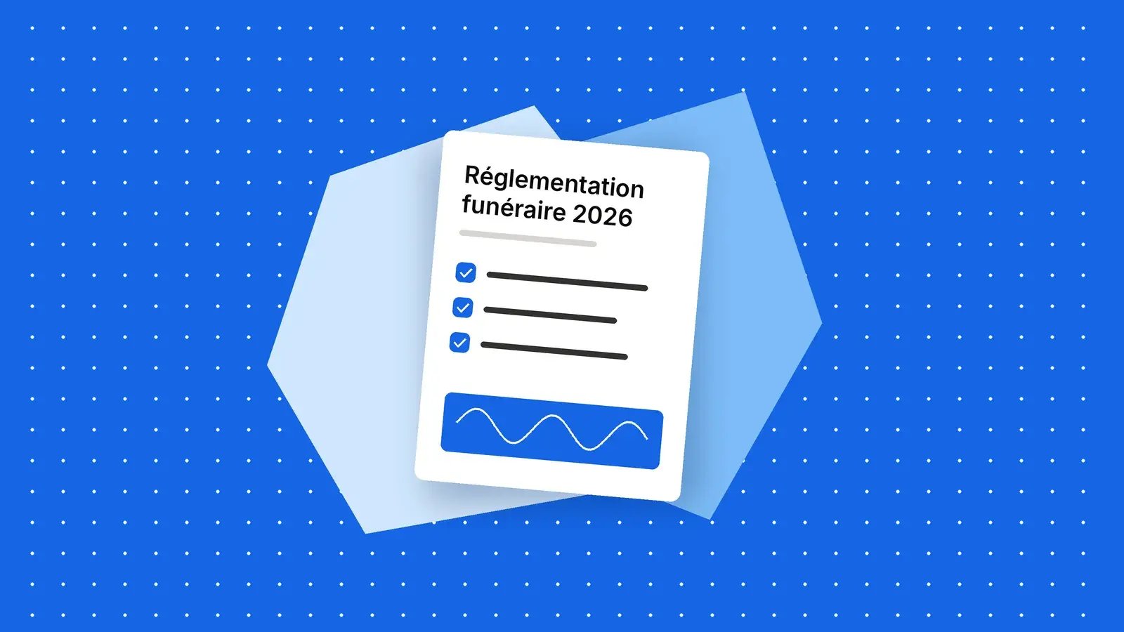 Fiche « Réglementation funéraire 2026 » avec trois points de conformité cochés
