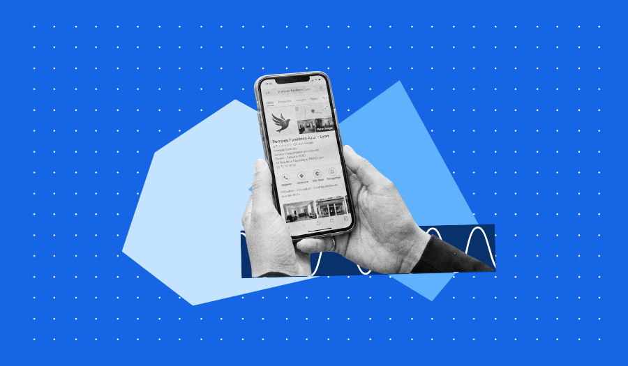 Fiche Google d'une entreprise de pompes funèbres locale affichée sur un smartphone