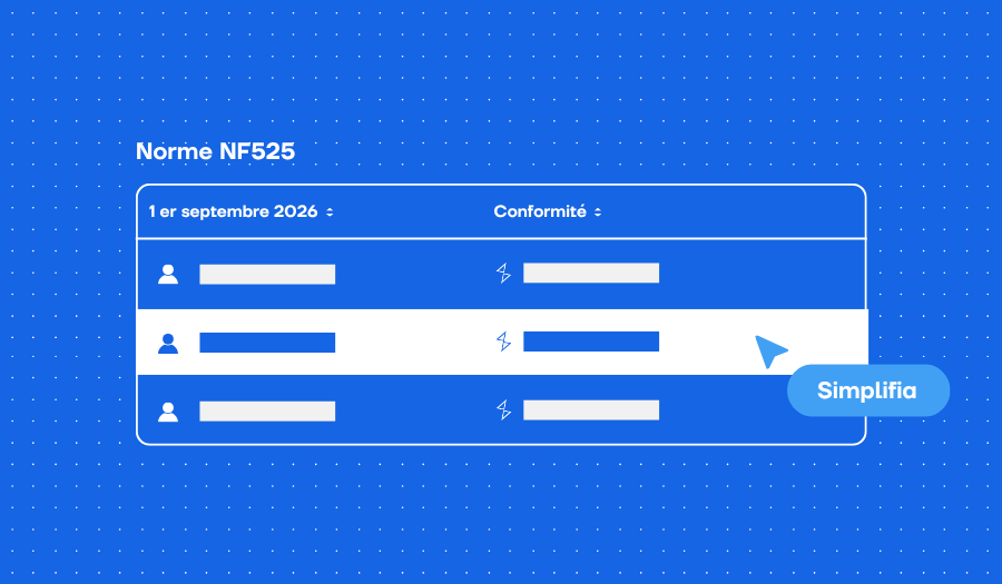 Tableau de conformité à la norme NF525 au 1er septembre 2026 dans le logiciel Simplifia